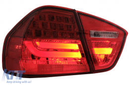 LED hátsó lámpák BMW 3 E90 (2005-2008) modellekhez, LED csík LCI dizájn, piros átlátszó-image-6087075