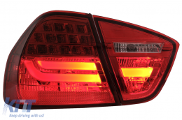 LED hátsó lámpák BMW 3 E90 (2005-2008) modellekhez, LED csík LCI dizájn, piros átlátszó-image-6087076