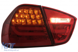 LED hátsó lámpák BMW 3 E90 (2005-2008) modellekhez, LED csík LCI dizájn, piros átlátszó-image-6087079
