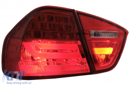 LED hátsó lámpák BMW 3 E90 (2005-2008) modellekhez, LED csík LCI dizájn, piros átlátszó-image-6087081