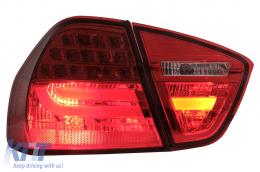 LED hátsó lámpák BMW 3 E90 (2005-2008) modellekhez, LED csík LCI dizájn, piros átlátszó-image-6087082