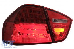 LED hátsó lámpák BMW 3 E90 (2005-2008) modellekhez, LED csík LCI dizájn, piros átlátszó-image-6087085