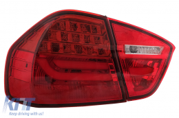 LED hátsó lámpák BMW 3 E90 (2005-2008) modellekhez, LED csík LCI dizájn, piros átlátszó-image-6087087
