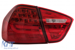 LED hátsó lámpák BMW 3 E90 (2005-2008) modellekhez, LED csík LCI dizájn, piros átlátszó-image-6087088