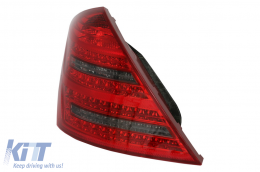 LED hátsó lámpák Mercedes S-osztály W221 (2005-2009) modellekhez, Vörös füst szín, dinamikus irányjelzővel-image-6089791