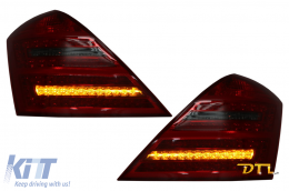 LED hátsó lámpák Mercedes S-osztály W221 (2005-2009) modellekhez, Vörös füst szín, dinamikus irányjelzővel-image-6089794