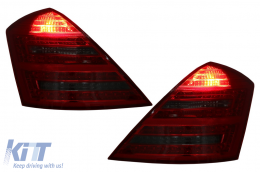 LED hátsó lámpák Mercedes S-osztály W221 (2005-2009) modellekhez, Vörös füst szín, dinamikus irányjelzővel-image-6089795