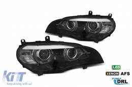 LED headlight set suitable for BMW X5 E70 2007-2013 with factory xenon, with AFS, black base, left and right - ABBMHX6010487