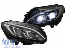 LED headlight set suitable for Mercedes C-Class W205 2014-2018 with black base, left and right - ABMEHX6010660