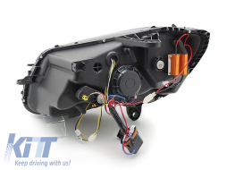 LED headlight set suitable for Mercedes C-Class W205 2014-2018 with black base, left and right, for the model with standard halogen headlights-image-6238474