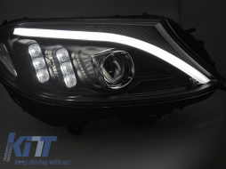 LED headlight set suitable for Mercedes C-Class W205 2014-2018 with black base, left and right, for the model with standard halogen headlights-image-6238476