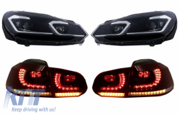 LED Headlights and Taillights suitable for VW Golf 6 VI (2008-2013) With Facelift G7.5 Look Silver Flowing Dynamic Sequential Turning Lights LHD - COHLVWG6FSRCFW