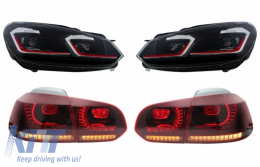 image-70-LED Headlights and Taillights suitable for VW Golf 6 VI (2008-2013) With Facelift G7.5 GTI Look Red Flowing Dynamic Sequential Turning Lights LHD