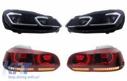 LED Headlights and Taillights suitable for VW Golf 6 VI (2008-2013) With Facelift G7.5 Look Silver Flowing Dynamic Sequential Turning Lights LHD - COHLVWG6FSRSFW