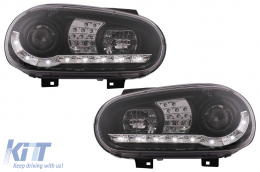 LED Headlights Daylight suitable for VW Golf IV 4 Cabriolet Hatchback Variant (09.1997-09.2003) Black - HLVWG4BLED