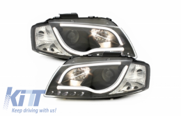 LED Headlights suitable for Audi A3 8P (05.2003-03.2008) Daytime Running Light Tube Lights Black-image-65420