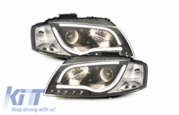 LED Headlights suitable for Audi A3 8P (05.2003-03.2008) Daytime Running Light Tube Lights Black-image-65422