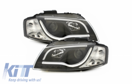 LED Headlights suitable for Audi A3 8P (05.2003-03.2008) Daytime Running Light Tube Lights Black-image-65423