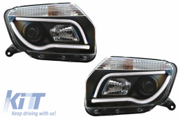 LED Headlights suitable for Dacia Duster I (2009-2014) Tube Light Bar Black Edition - HLDD
