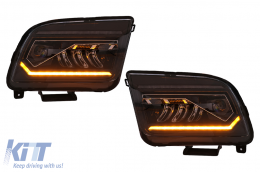 LED Headlights suitable for Ford Mustang V Pre-Facelift (2005-2009) Black Dynamic Sequential Turning Lights-image-6107203