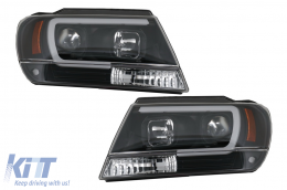 LED Headlights suitable for Jeep Grand Cherokee (1999-2004) Tube Light Black - HLJEGC4LT