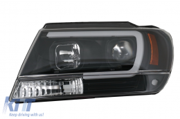 LED Headlights suitable for Jeep Grand Cherokee (1999-2004) Tube Light Black-image-6068542
