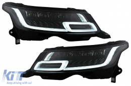 LED Headlights suitable for Land Rover Range Sport L494 (2013-2017) with Dynamic Turn Signal Conversion to 2018-up Model Matrix Look - HLRRSL494FL4L