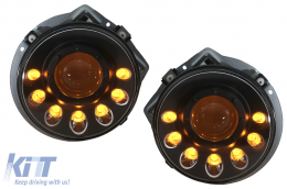 LED Headlights suitable for Mercedes G-Class W463 (1989-2012) Black Dynamic Sequential Turning Light - HLMBW463M