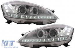 LED Headlights suitable for Mercedes S-Class W221 (2005-2009) Facelift Look LHD - HLMBW221LED