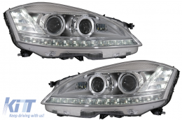 LED Headlights suitable for Mercedes S-Class W221 (2005-2009) Facelift Look with Sequential Dynamic Turning Lights - HLMBW221FW