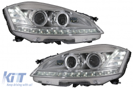 LED Headlights suitable for Mercedes S-Class W221 (2005-2009) Facelift Look with Sequential Dynamic Turning Lights