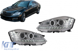 LED Headlights suitable for Mercedes S-Class W221 (2005-2009) Facelift Look with Sequential Dynamic Turning Lights