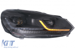 LED Headlights suitable for VW Golf 6 (2008-2013) with Facelift G7.5 Look Black Flowing Dynamic Sequential Turning Lights LHD-image-6088142