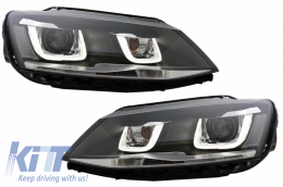 LED Headlights suitable for VW Jetta Mk6 VI (2011-2017) GTI 3D U Bi-Xenon Design RHD - HLVWJ6URHD