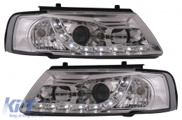 LED Headlights suitable for VW Passat B5 3B (11.1996-08.2000) Chrome - HLVWPAB5LEDC