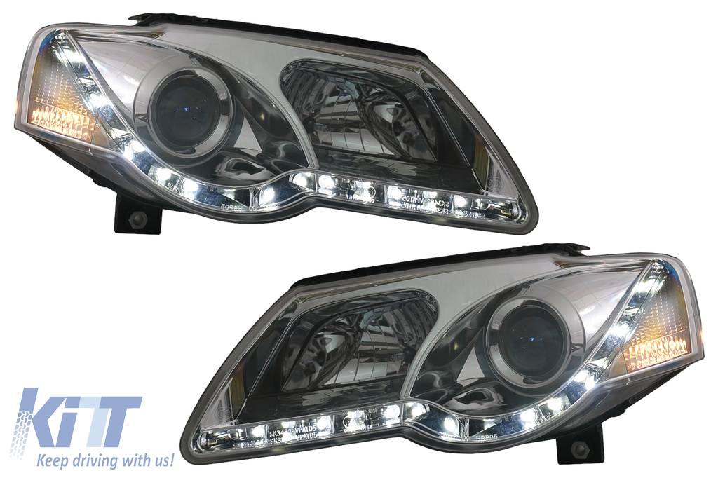 LED Headlights suitable for VW Passat B6 Chrome - CarPartsTuning.com