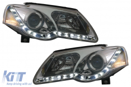 LED Headlights suitable for VW Passat B6 3C (03.2005-2010) Chrome - HLVWPA3CLEDC