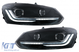LED Headlights suitable for VW Polo Mk5 6R 6C (2010-2017) Dynamic Sequential Turning Light