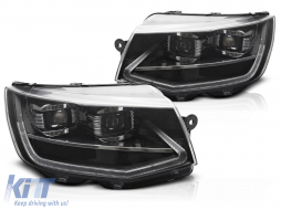 LED HEADLIGHTS TUBE LIGHT BLACK DRL SEQ fits VW T6 15-19
