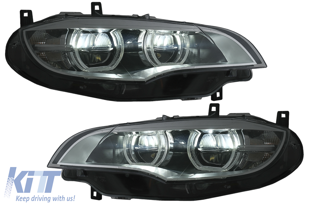 LED-es fényszórók Xenon Angel Eyes 3D Dual Halo Felnik BMW X6 E71-hez (2008-2012)
