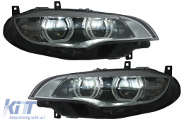 LED Headlights Xenon Angel Eyes 3D Dual Halo Rims suitable for BMW X6 E71 (2008-2012) - HLBME71LED