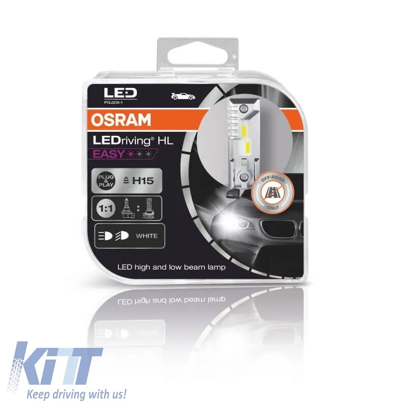 Led Kit H15 Osram LEDriving HL Easy 12volt 3/16watt 1250/250lm 6500k 2pcs