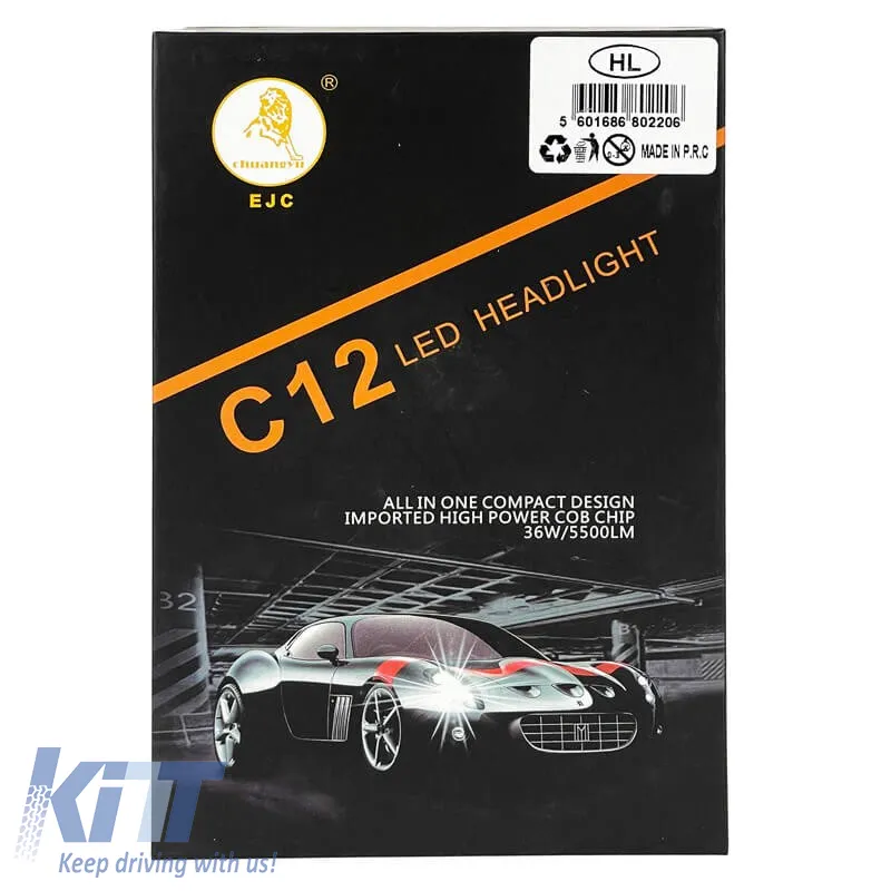 Led Kit H4 C12 12/24Volt 36watt 5500lm 6000k 2pcs