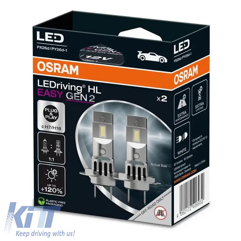 Led Kit H7/H18 Osram LEDriving HL Easy Gen2 12volt 16watt 2000lm 6500k 2pcs