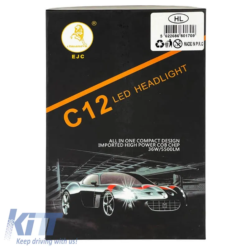 Led Kit HB4 9006 C12 12/24Volt 36watt 5500lm 6000k 2pcs