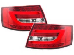 LED Light Bar Taillights suitable for Audi A6 4F C6 (2004-2008) Limousine Red/crystal - RA19SLRC