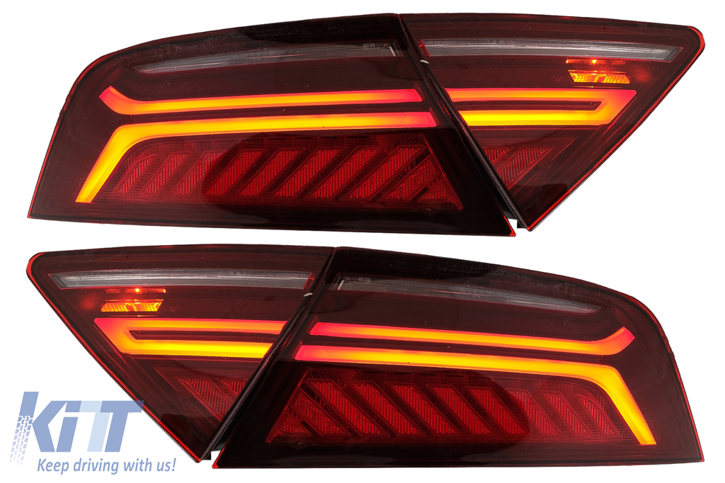 LED Light Bar hátsó lámpák alkalmas Audi A7 4G (2010-2014) Facelift Design Cherry Red Smoke