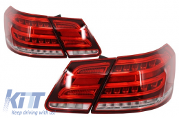LED Light Bar Taillights suitable for Mercedes E-Class W212 (2009-2013) Conversion Facelift Design Red Clear - TLMBW212RCOE