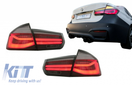 LED Задни светлини M Look Черен Line подходящи за BMW 3 Series F30 Pre LCI & LCI (2011-2019) Червен дим Conversion to LCI дизайн with Динамичен Sequential Turning Light-image-6065059