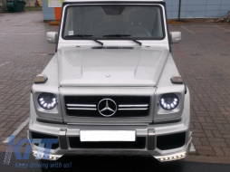 LED Фарове подходящи за Mercedes G-Class W463 (1989-2012) Bi-Xenon Дизайн Черен-image-5996226